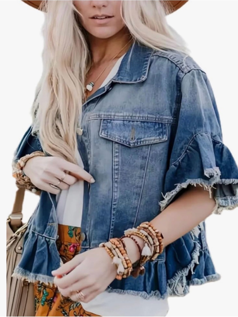 Bohemian jean/ruffle jacket